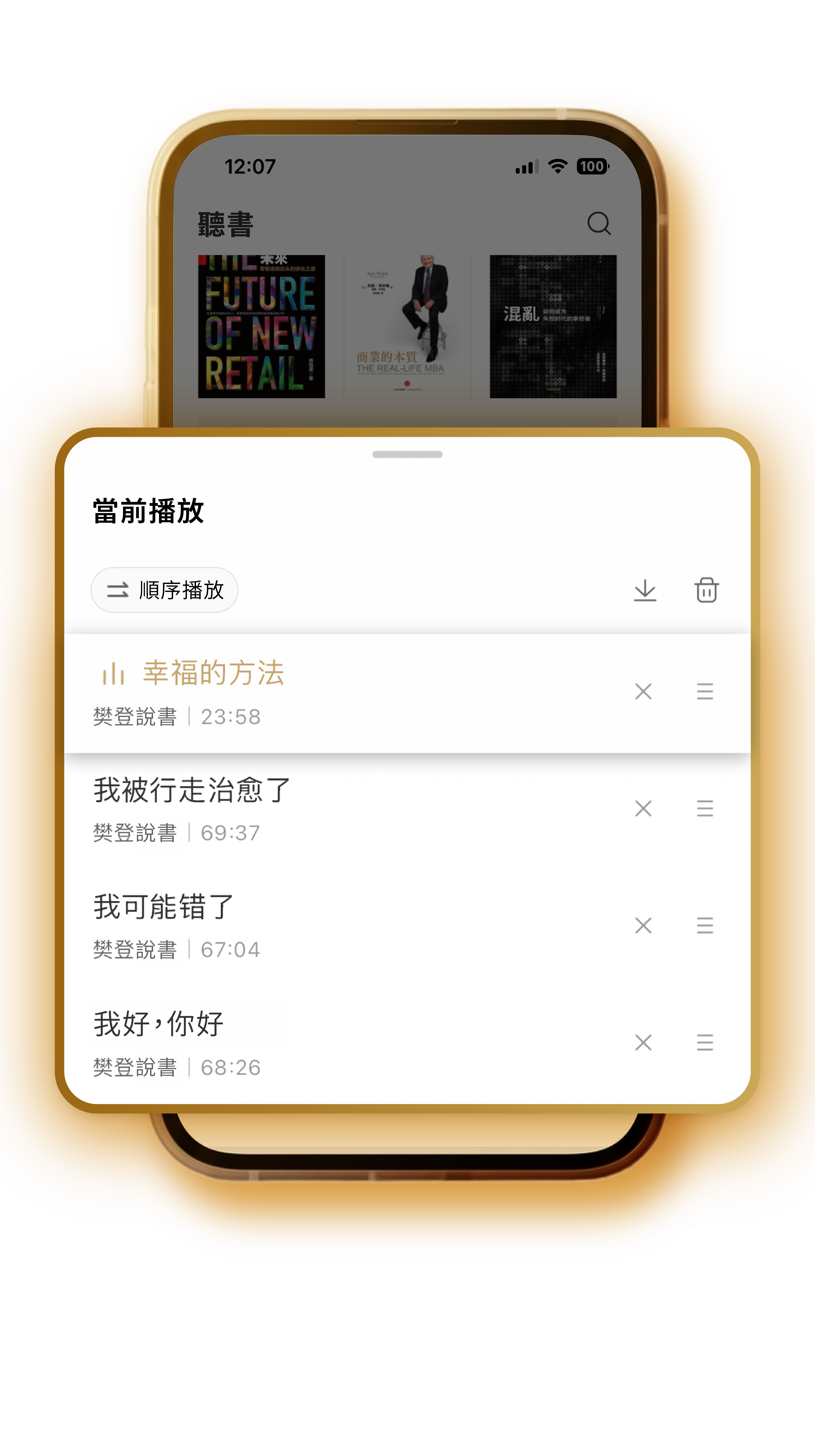 樊登說書 App 播放清單畫面